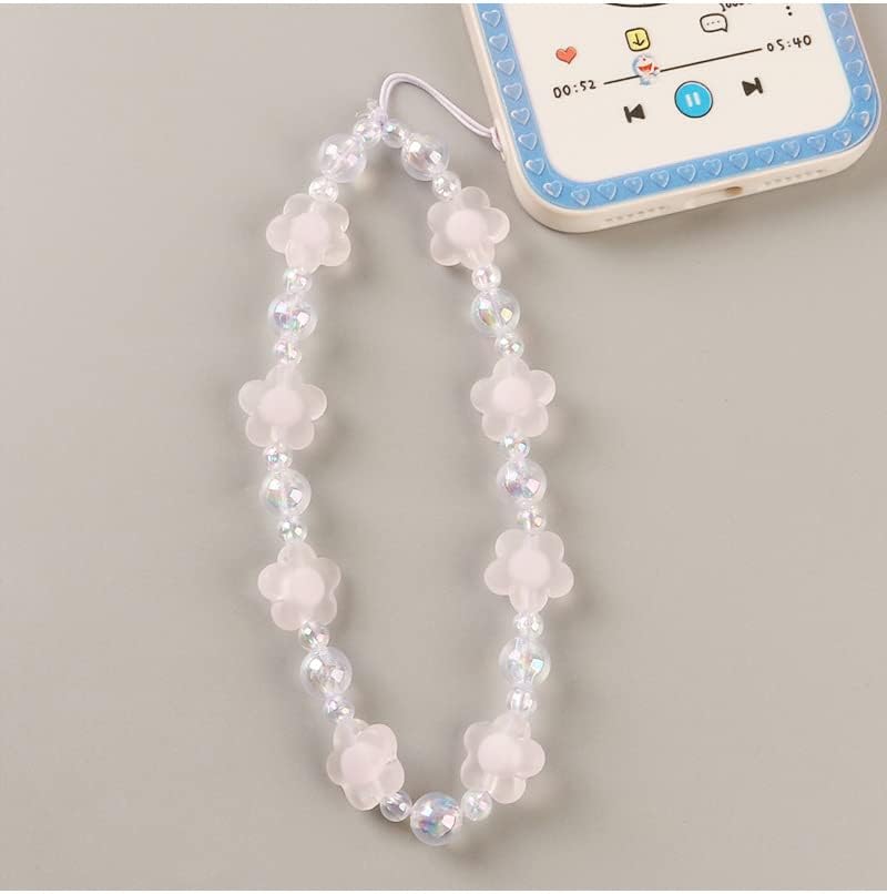 Miniatura 2 de tenghong2021 Correa de cadena bohemia con cuentas para teléfono, llavero de mariposa, flor y perla para teléfono para mujeres y niñas