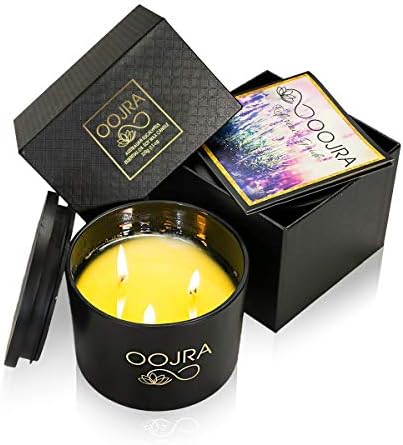 Soy Essential Oil Scented Candle, Large 3 Wick w/ Lid & Gift Box 13oz Eucalyptus Scented (+ Other Scent Options) by Oojra