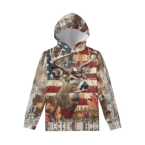 WELLFLYHOM Hunting Deer Shirts Boys Fashion Hoodies and Sweatshirt 11-13 Kids Pullover Long Sleeve Tops Workout Sport Casual Hoodie Fall Outfits Sportswear Jumpers Activewear Cover