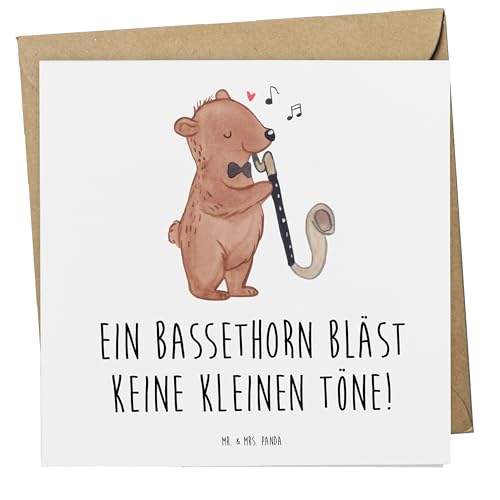 Mr. & Mrs. Panda Glückwunschkarte Bassethorn Klänge - Geschenk, Holzblasinstrument, Spruch, Klarinettenfamilie, Klappkarte, doppelkarte, Musiker, Grußkarte, anlasskarte, faltkarte, Musizieren, Lernen