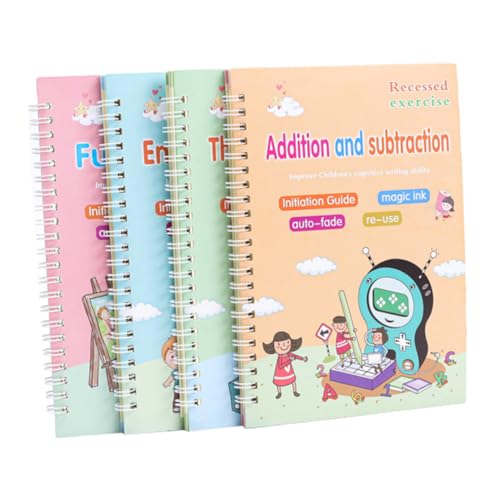 FONDOTIN 英語手書き練習用溝付きコピーブック 向け書き初め習字ツール ペン付き就学前用英語ライティング練習帳