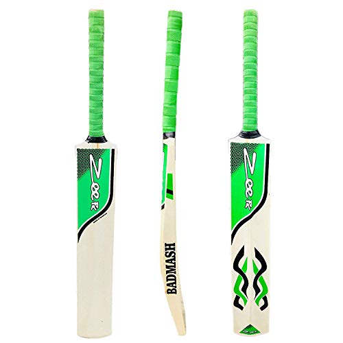 Zeepk Tennis Tape Ball Cricket Bat Full Size Hand Made Kashmir Willow Badmash Pro Impact Cricket Bat - Full Size, Lightweight & Strong - Ideal Training or Practice