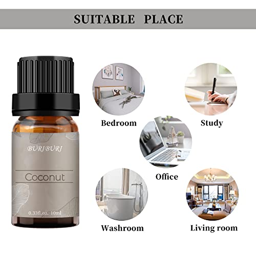 Image of BURIBURI Coconut Essential Oil, Premium Grade Scented Oil 10ml Coconut Fragrance Oil Carrier Oil for Diffusers, Massage, Candle Making Soap Making