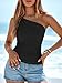 PRETTYGARDEN One Shoulder Going Out Tops for Women Trendy 2026 Summer Y2K Clothes Sleeveless Fitted Spring Fashion Shirts (Black,Medium)
