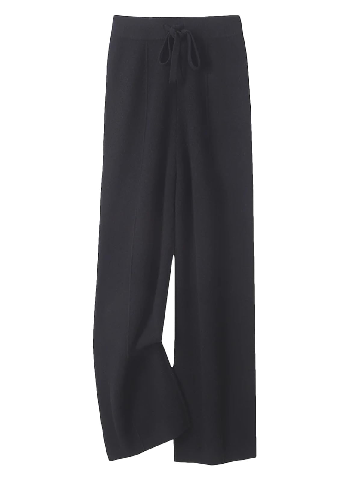 Womens 100 Percent Merino Wool Wide-Leg Pants Autumn Winter Soft Warm Knit Trousers