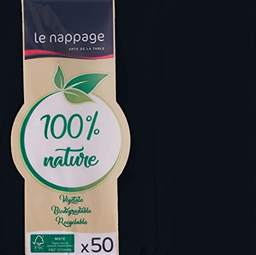LE NAPPAGE ARTS DE LA TABLE Papierservietten, 33 x 33 cm, 2-lagig, Schwarz FSC, Zellulose, 33 x 33 cm, 50 Stück