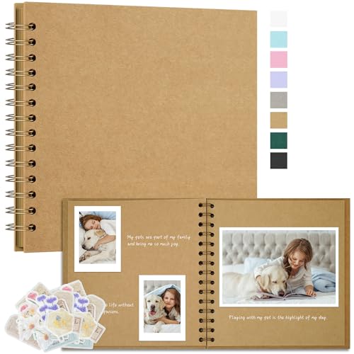 Remowith Fotoalbum Zum Selbstgestalten 18x18 cm DIY Fotobuch Kraftpapier...