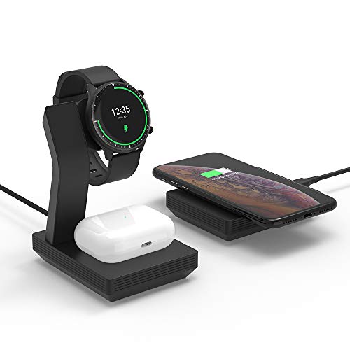 SIKAI 2-in-1 Portable Wireless Charger Stand for Amazfit GTR 2 / GTR 2e / GTS 2 / GTS 2e / GTS 2 Mini, with 15W Max Wireless Charger Station for Phone, AirPods Pro, Modular Charging Kit