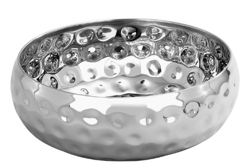 Elegance Bolt Hammered 11-Inch Round Stainless Steel Serving Bowl