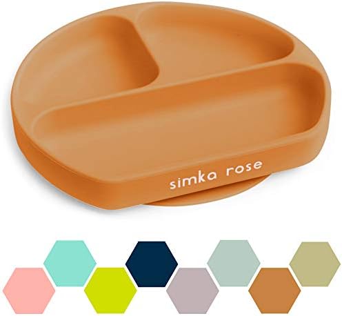 Simka Rose Baby Suction Plates for Baby & Toddler Plates Silicone Plate Baby Baby Dishes- BPA Free Silicone Divided Design Microwave & Dishwasher Safe - Baby Led Weaning Supplies Utensils (Pack of 1)