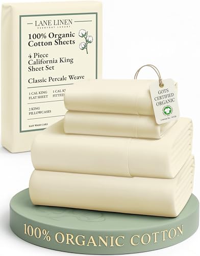 LANE LINEN organic cotton cal king sheets natural image