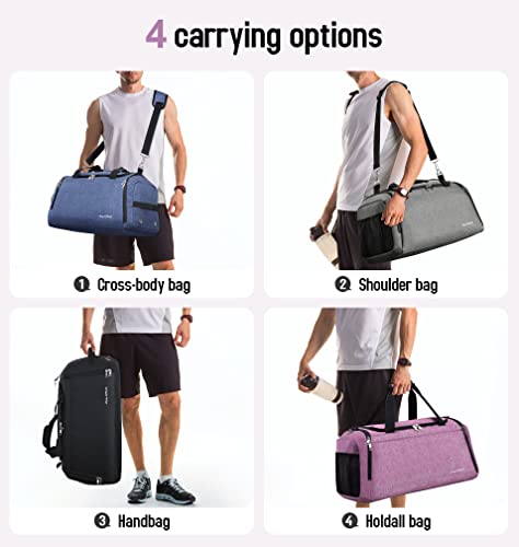 Gym Bag For Women & Men,Travel Duffel Bag For Sports, Gyms And Weekend Getaway, Waterproof Dufflebag With Wet Pocket & Shoes Compartment，Lightweight Carryon Gymbag(Light Purple) #TOP6