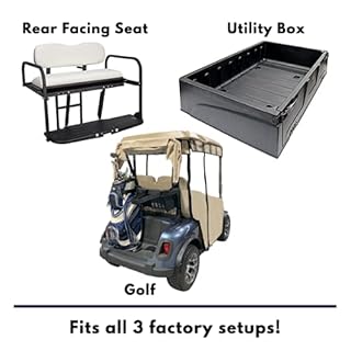 Golf Cart Cover – Fits Club Car Onward, DoorWorks fits Golf Bags, Utility Boxes, Rear Facing Seats Precedent and Tempo Sunbrella Canvas Hinged Door Golf Cart Enclosures Jet Black