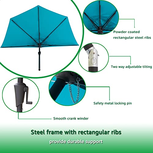 Helios&Hestia 270 cm halfronde parasol, halfrond terrasparasol, marktparasol, tuinparasol, balkonscherm met zwengel en… - Afbeelding 3
