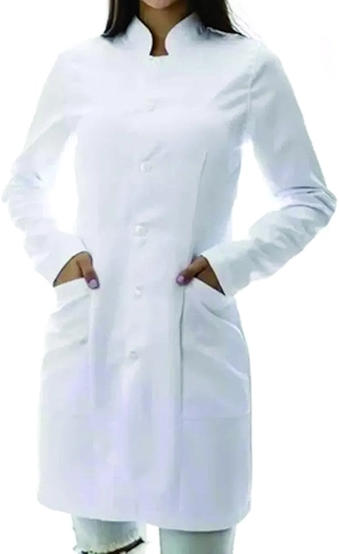 Jaleco Feminino Manga Longa Gola Padre Branco Adulto Maxi Tudo Formal Uniforme