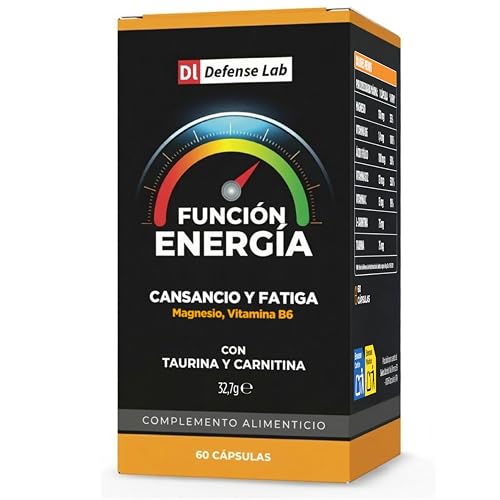 FUNCIÓN ENERGÍA, Vitaminas para el Cansancio con Bisglicinato de Magnesio, Carnitina, Taurina, Vitaminas B y C, Acido fólico. Favorecen el Metabolismo Energético. 60 Cápsulas.