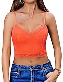 Avidlove Lace Bralette for Women Spaghetti Strap Tank Top V Neck Slim Basic Camisoles Orange