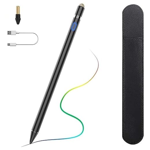 Active Stylus Pens for Touch Screens, Digital Stylish Pen Pencil Rechargeable Compatible with Most Capacitive Touch Screens Black