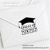 BOMSCTA Class of 2026 Graduation Stickers: 120-Piece Bulk Pack — Waterproof Clear Vinyl & 1-Second Fast Peel Die-Cut — Black Foil Decals for Graduation Caps, Gowns & Envelopes