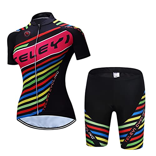 Hotlion Damen Radtrikot Set Trägerhose Anzüge Sommer Rennrad Kleidung