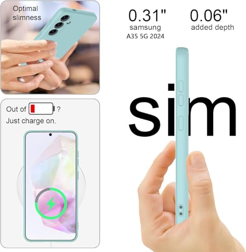 Image of Elzzi Microfiber Candy Case Compatible for Samsung A16 5G Smooth Touch Cushion Liquid Soft Silicone Gel Rubber Phone Cases Non-Slip Full Body Protective Shockproof Back Cover (Mint)