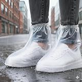 24pcs (12Pairs) Waterproof Shoe Covers, Shoe Covers for Rain, Disposable Shoe Covers, Rain Shoe Covers, Plastic Boot and Shoe Covers for Men and Women (Transparent)