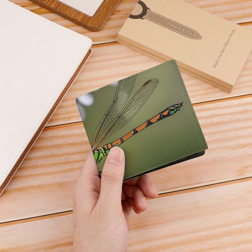 Dragonflies on Flowers And Branches Wallet Elegant Leather Wallets with ID Window & 2 Card Slots, Slim Bifold Wallet for Men Women4