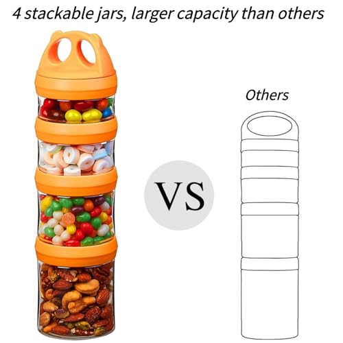 Image of SELEWARE Stackable Snack Containers for Kids Toddlers Adults, Blue & Orange