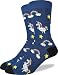 Good Luck Sock Men's Unicorns Crew Socks - Blue, Adult Shoe Size 7-12