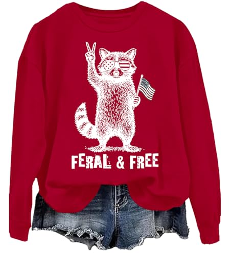 Feral And Free Raccoon Sweatshirt，Feral But Free Shirt Long Sleeve