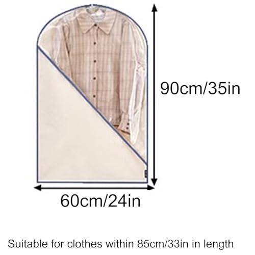 2 Packs Garment Bags for Hanging Clothes, Washable Canvas Garment Bag for Closet Storage and Travel with Clear Window(Yellow,60x90cm/24x35in)2