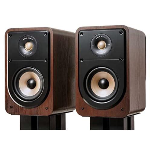 Polk Signature Elite ES20 Bookshelf Speaker – Hi-Res Audio Certified, Dolby Atmos & DTS:X Compatible, 1″ Tweeter & 6.5″ Woofer, Power Port Technology for Effortless Bass (Pair, Contemporary Walnut)