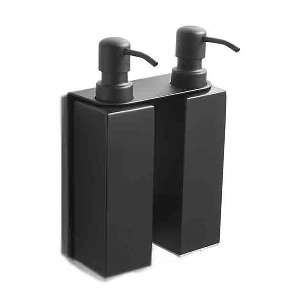 A prova di perdite Distributore di sapone da parete in acciaio inossidabile, distributore lozione bagno, installazione senza fori(Nero)