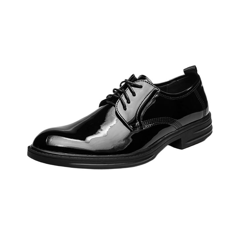 Men's Slip-On Oxford Dress Shoes – Patent Leather Half Brogue Business & Wedding Shoes, Fashionable Retro Leather Oxfords for Party