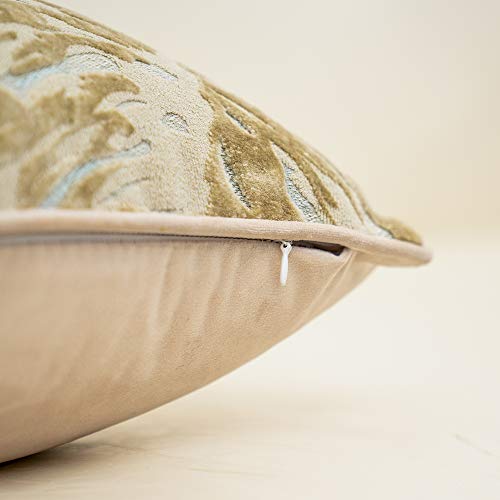 Alerfa 18 X 18 Inch Beige Square Maple Leaf Pillow Embroidery Cut Velvet Cushion Case Luxury Modern Lumbar Throw Pillow Cover Decorative Pillow For Couch Sofa Living Room Bedroom Car #TOP6