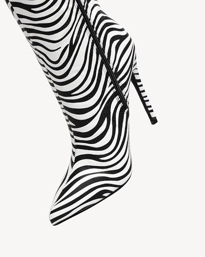 Women's Knee High Boots - Zebra Print Stiletto Heel Boots for Fall & Winter3