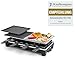 ROMMELSBACHER Raclette Grill RCS – 2 Wendegrillplatten, 1 Steingrillplatte, 8 Pfännchen, 8 Schaber, Antihaftbeschichtung Xylan Plus, stufenlose Temperaturregelung, 1350 Watt, Schwarz/Edelstahl