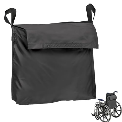 UlifeBetter Large Wheelchair Bag to Hang on Back Wheelchair Accessories Adjustable Straps, Large Storage, Lightweight, Waterproof & Scratch-Resistant, for Elderly, Disabled & Adults（21X15inch）