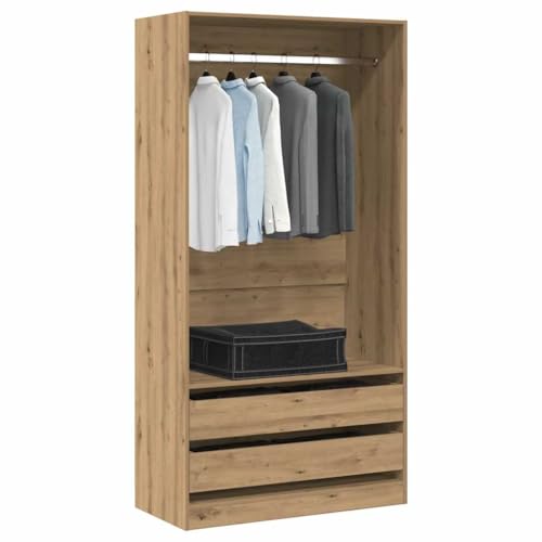 Teenpull Armario Artisan-roble de madera de 100 x 50 x 200 cm con barra para colgar y estantes, armario moderno para dormitorio, habitación juvenil, vestidor