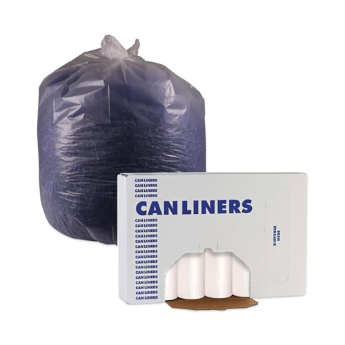 Image of Boardwalk High-Density Can Liners, 33 gal, 14 mic, 33 inch x 38 inch, Natural, 25 Bags /Roll, 10 Rolls /Carton