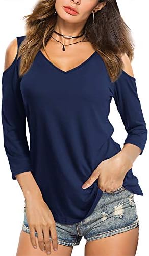 Amoretu Womens Summer Tshirts V Neck Cold Shoulder Tunic Tops Blouse Shirts Amoretu Womens Summer Tshirts V Neck Cold Shoulder Tunic Tops Blouse Shirts
