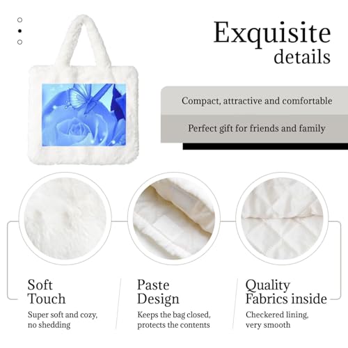 Sac à main en peluche imprimé papillons roses texture douce
