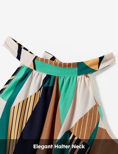 Image of PATPAT Family Matching Outfits Mommy and Me Halter Belted Sun Dresses Multicolor