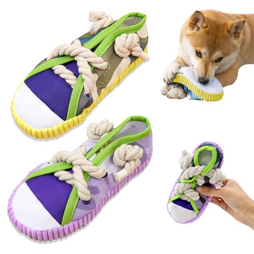 BSITSSS 2 Pezzi Giochi per Cani, Scarpe Designs Cane Giocattolo Peluche, Carino Giocattoli per Cani di Piccola Taglia Cuccioli Puppy Coccole Giocare Interattivo