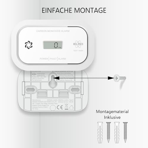 2er-Pack ELRO FC5003 Kohlenmonoxidmelder | 10-Jahres-Sensor | Mit Display | 2 Stück