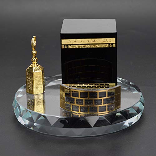 Pssopp Crystal Car Ornament Islamic Decor Model Muslim Crystal Gilded Kaaba Model Kits Islamic Building Crystal Collectible Figurines Souvenirs Crystal Vehicle Decor #TOP7