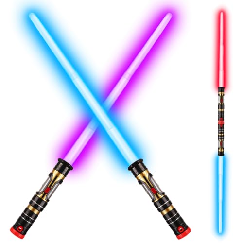 2-in-1 Light Up Swords Dual Saber(3 Color Changing Led), Fx...