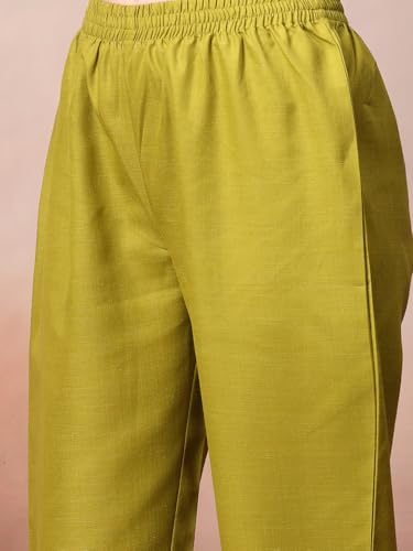 Image of Stylum Women's Embroidered Cotton Blend Straight Kurta Pant with Dupatta