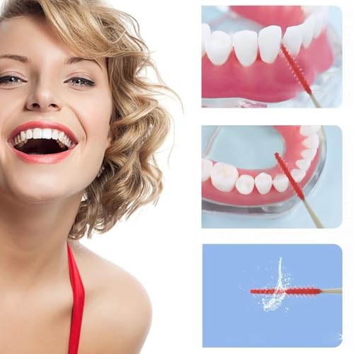 120 Stück Interdentalbürsten, Silikon Zahnzwischenraumbürsten Dentalbürsten mit Box, Tragbarer Dual-Use Zahnseide Stick für Zahnreinigung Zwischenräume, Zahnreinigung