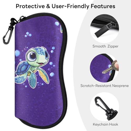 Image of Sunglasses Case with Belt Clip, Ultra Light Neoprene Zipper Soft Padded Glasses Case for Women Men